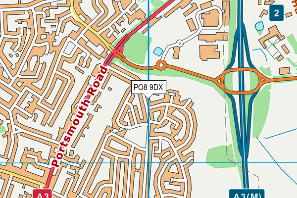 PO8 9DX map - OS VectorMap District (Ordnance Survey)