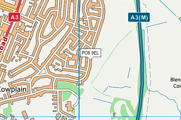 PO8 9EL map - OS VectorMap District (Ordnance Survey) PO8 9EL map - OS VectorMap District (Ordnance Survey)