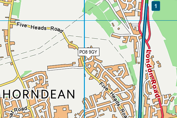 PO8 9GY map - OS VectorMap District (Ordnance Survey) PO8 9GY map - OS VectorMap District (Ordnance Survey)