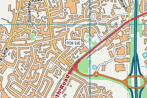 PO8 9JE map - OS VectorMap District (Ordnance Survey)