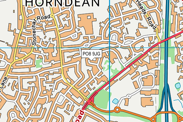 PO8 9JG map - OS VectorMap District (Ordnance Survey) PO8 9JG map - OS VectorMap District (Ordnance Survey)