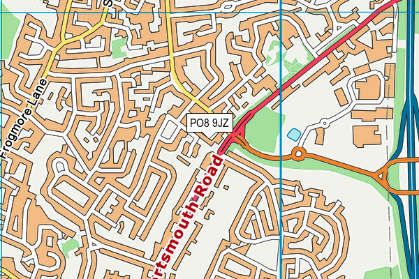 PO8 9JZ map - OS VectorMap District (Ordnance Survey) PO8 9JZ map - OS VectorMap District (Ordnance Survey)