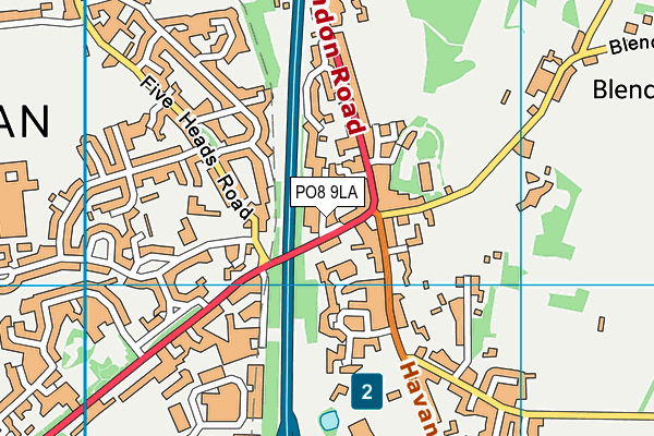 PO8 9LA map - OS VectorMap District (Ordnance Survey) PO8 9LA map - OS VectorMap District (Ordnance Survey)