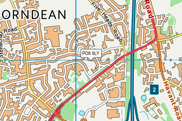 PO8 9LY map - OS VectorMap District (Ordnance Survey) PO8 9LY map - OS VectorMap District (Ordnance Survey)