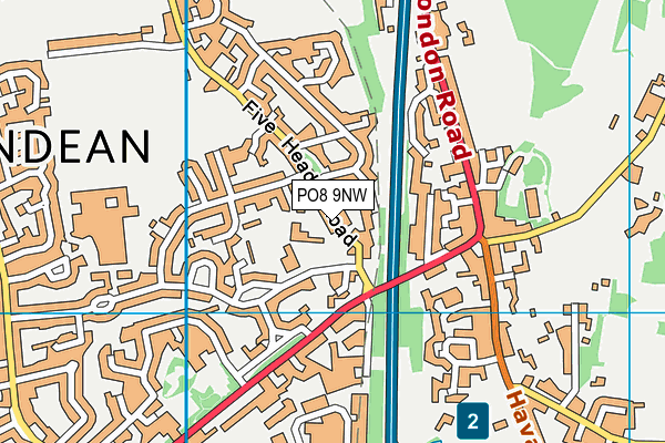 PO8 9NW map - OS VectorMap District (Ordnance Survey) PO8 9NW map - OS VectorMap District (Ordnance Survey)