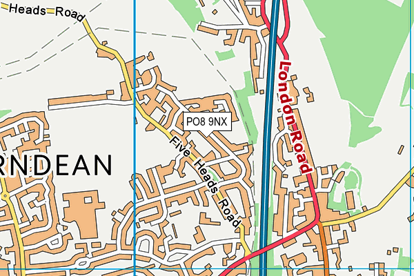 PO8 9NX map - OS VectorMap District (Ordnance Survey)