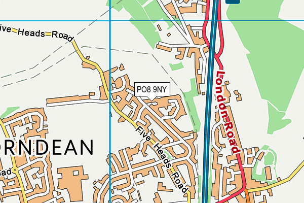 PO8 9NY map - OS VectorMap District (Ordnance Survey) PO8 9NY map - OS VectorMap District (Ordnance Survey)