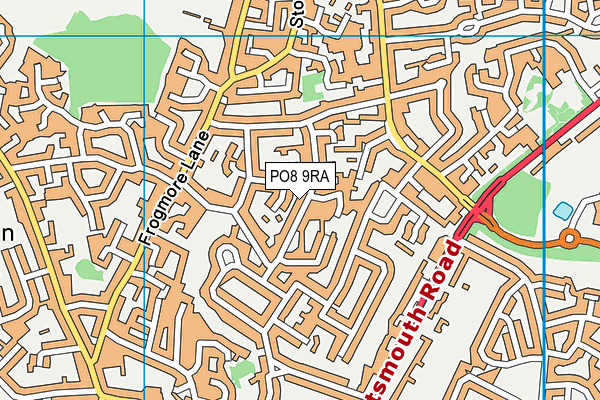 PO8 9RA map - OS VectorMap District (Ordnance Survey)