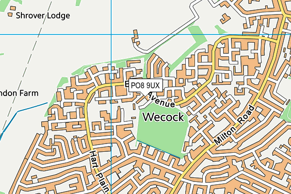 PO8 9UX map - OS VectorMap District (Ordnance Survey) PO8 9UX map - OS VectorMap District (Ordnance Survey)