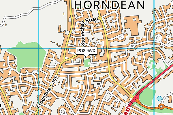 PO8 9WX map - OS VectorMap District (Ordnance Survey) PO8 9WX map - OS VectorMap District (Ordnance Survey)