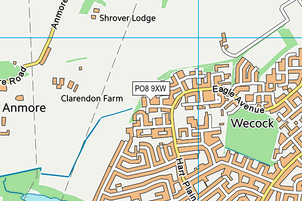 PO8 9XW map - OS VectorMap District (Ordnance Survey) PO8 9XW map - OS VectorMap District (Ordnance Survey)