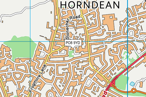PO8 9YD map - OS VectorMap District (Ordnance Survey)