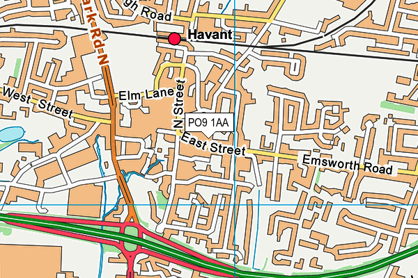 PO9 1AA map - OS VectorMap District (Ordnance Survey)