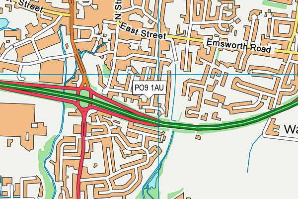 PO9 1AU map - OS VectorMap District (Ordnance Survey)