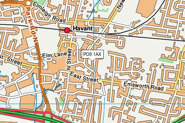 PO9 1AX map - OS VectorMap District (Ordnance Survey) PO9 1AX map - OS VectorMap District (Ordnance Survey)