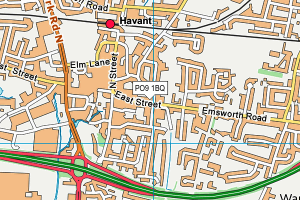 PO9 1BQ map - OS VectorMap District (Ordnance Survey) PO9 1BQ map - OS VectorMap District (Ordnance Survey)
