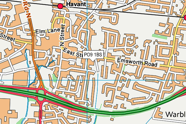 PO9 1BS map - OS VectorMap District (Ordnance Survey) PO9 1BS map - OS VectorMap District (Ordnance Survey)