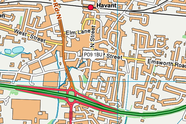 PO9 1BU map - OS VectorMap District (Ordnance Survey)