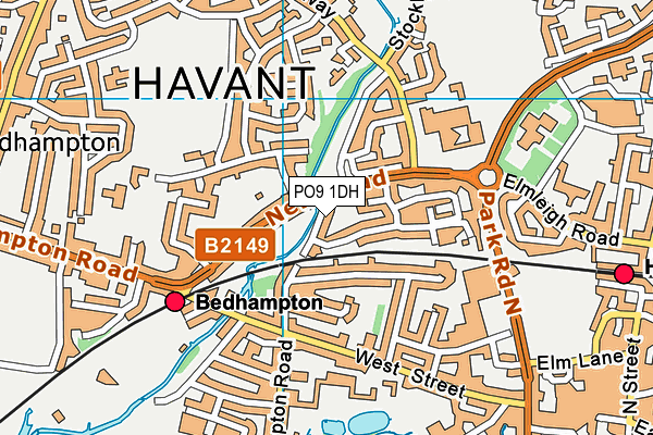 PO9 1DH map - OS VectorMap District (Ordnance Survey) PO9 1DH map - OS VectorMap District (Ordnance Survey)