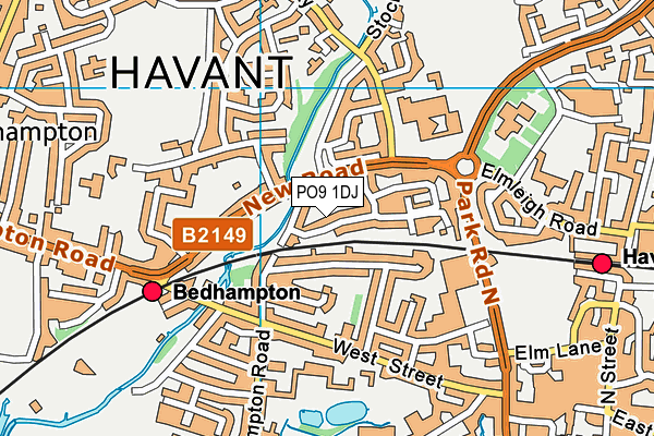 PO9 1DJ map - OS VectorMap District (Ordnance Survey) PO9 1DJ map - OS VectorMap District (Ordnance Survey)