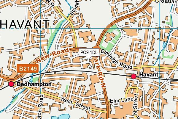 PO9 1DL map - OS VectorMap District (Ordnance Survey) PO9 1DL map - OS VectorMap District (Ordnance Survey)