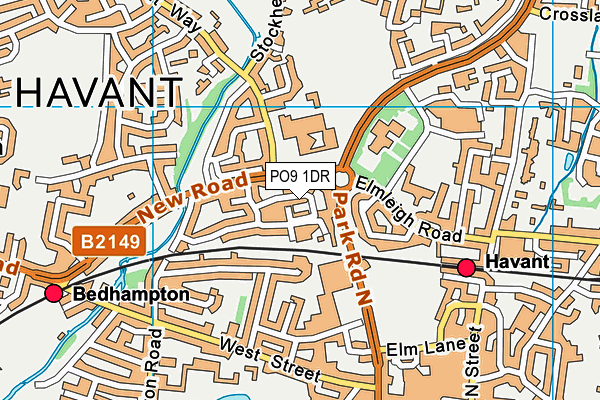 PO9 1DR map - OS VectorMap District (Ordnance Survey) PO9 1DR map - OS VectorMap District (Ordnance Survey)