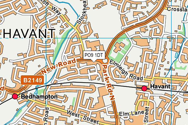PO9 1DT map - OS VectorMap District (Ordnance Survey) PO9 1DT map - OS VectorMap District (Ordnance Survey)