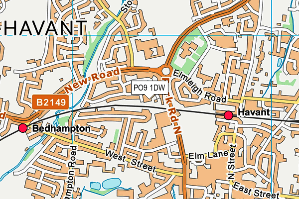 PO9 1DW map - OS VectorMap District (Ordnance Survey) PO9 1DW map - OS VectorMap District (Ordnance Survey)