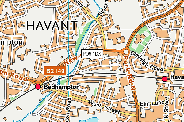 PO9 1DX map - OS VectorMap District (Ordnance Survey) PO9 1DX map - OS VectorMap District (Ordnance Survey)