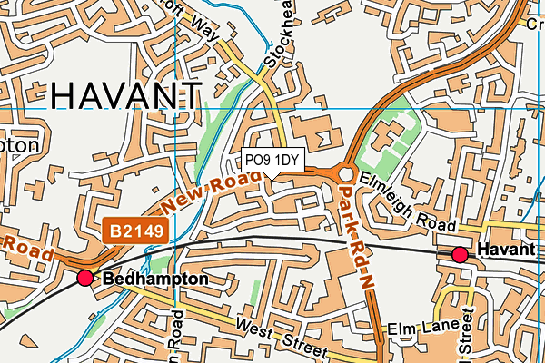 PO9 1DY map - OS VectorMap District (Ordnance Survey) PO9 1DY map - OS VectorMap District (Ordnance Survey)