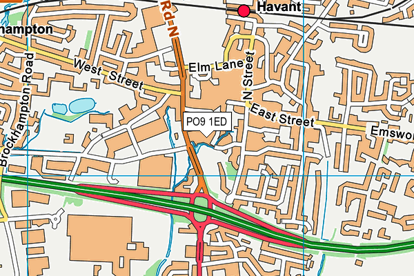 PO9 1ED map - OS VectorMap District (Ordnance Survey) PO9 1ED map - OS VectorMap District (Ordnance Survey)