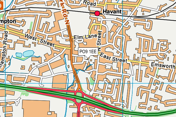 PO9 1EE map - OS VectorMap District (Ordnance Survey) PO9 1EE map - OS VectorMap District (Ordnance Survey)