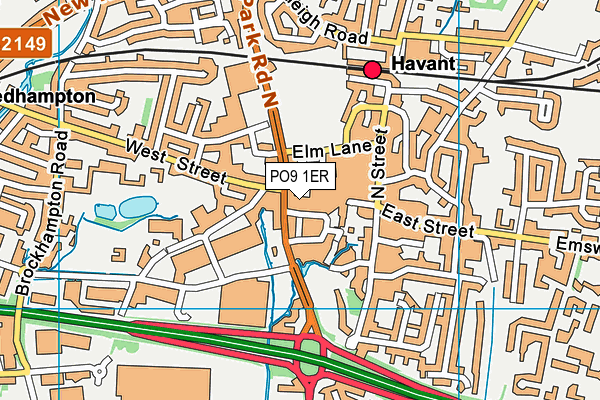 PO9 1ER map - OS VectorMap District (Ordnance Survey)