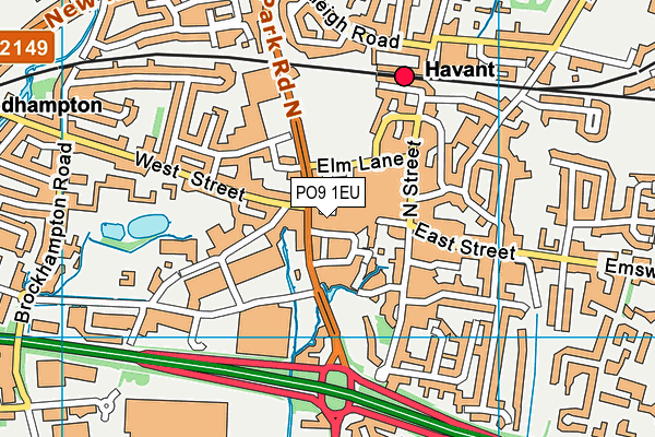 PO9 1EU map - OS VectorMap District (Ordnance Survey) PO9 1EU map - OS VectorMap District (Ordnance Survey)