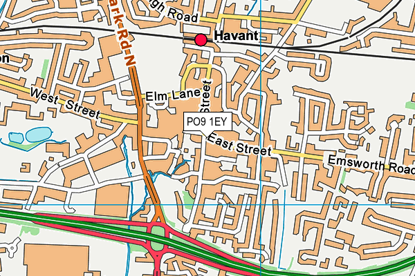 PO9 1EY map - OS VectorMap District (Ordnance Survey) PO9 1EY map - OS VectorMap District (Ordnance Survey)