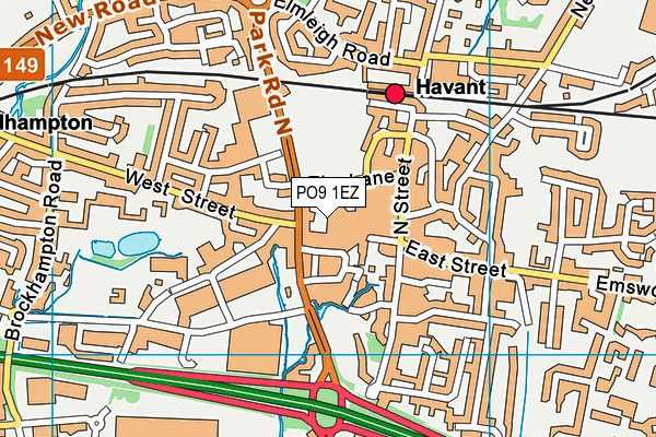 PO9 1EZ map - OS VectorMap District (Ordnance Survey) PO9 1EZ map - OS VectorMap District (Ordnance Survey)