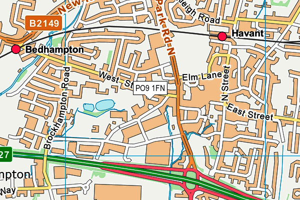 PO9 1FN map - OS VectorMap District (Ordnance Survey) PO9 1FN map - OS VectorMap District (Ordnance Survey)