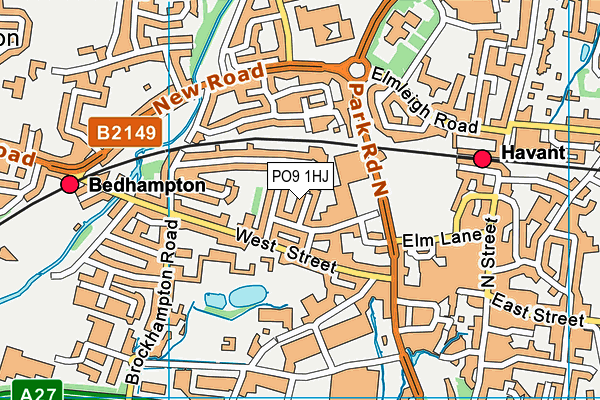 PO9 1HJ map - OS VectorMap District (Ordnance Survey)