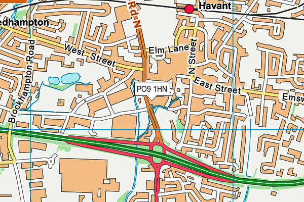 PO9 1HN map - OS VectorMap District (Ordnance Survey) PO9 1HN map - OS VectorMap District (Ordnance Survey)