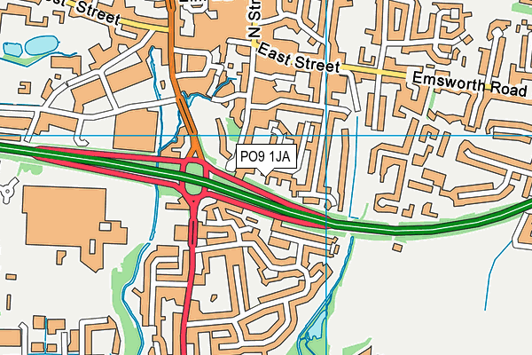PO9 1JA map - OS VectorMap District (Ordnance Survey) PO9 1JA map - OS VectorMap District (Ordnance Survey)