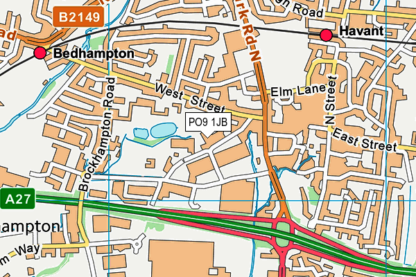 PO9 1JB map - OS VectorMap District (Ordnance Survey) PO9 1JB map - OS VectorMap District (Ordnance Survey)