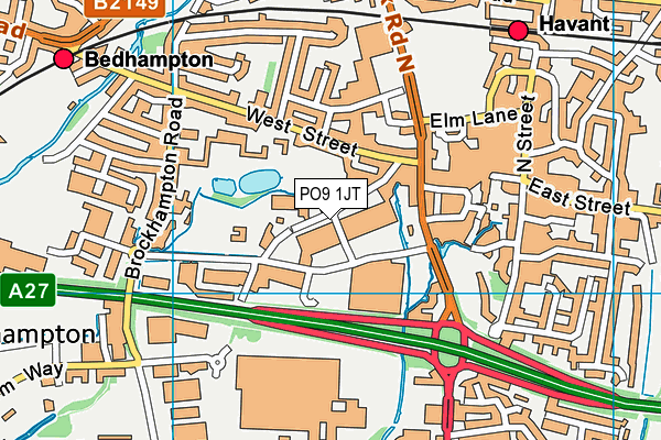 PO9 1JT map - OS VectorMap District (Ordnance Survey) PO9 1JT map - OS VectorMap District (Ordnance Survey)