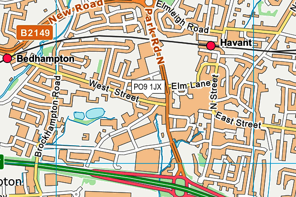 PO9 1JX map - OS VectorMap District (Ordnance Survey) PO9 1JX map - OS VectorMap District (Ordnance Survey)