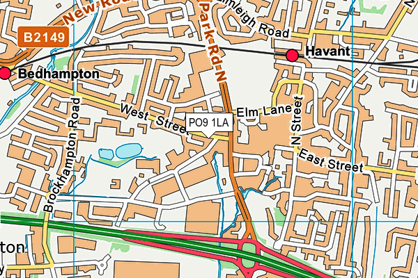 PO9 1LA map - OS VectorMap District (Ordnance Survey)