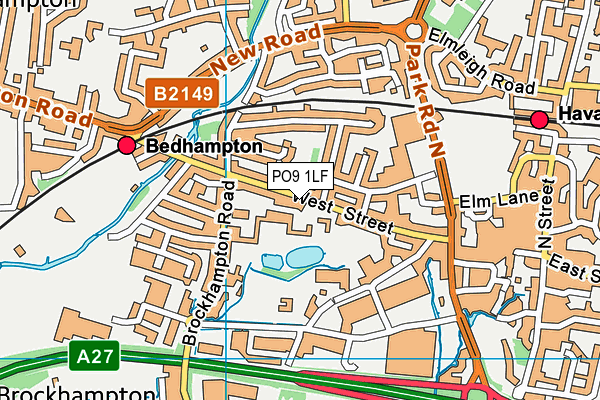 PO9 1LF map - OS VectorMap District (Ordnance Survey) PO9 1LF map - OS VectorMap District (Ordnance Survey)