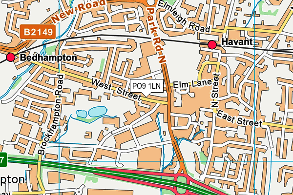 PO9 1LN map - OS VectorMap District (Ordnance Survey) PO9 1LN map - OS VectorMap District (Ordnance Survey)