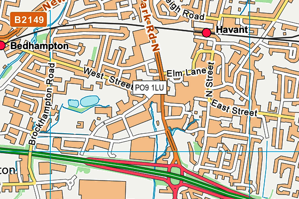 PO9 1LU map - OS VectorMap District (Ordnance Survey) PO9 1LU map - OS VectorMap District (Ordnance Survey)