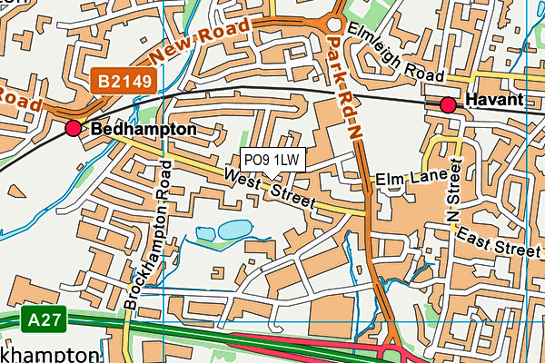 PO9 1LW map - OS VectorMap District (Ordnance Survey) PO9 1LW map - OS VectorMap District (Ordnance Survey)