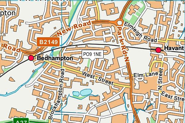 PO9 1NE map - OS VectorMap District (Ordnance Survey) PO9 1NE map - OS VectorMap District (Ordnance Survey)