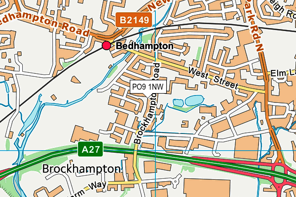 PO9 1NW map - OS VectorMap District (Ordnance Survey) PO9 1NW map - OS VectorMap District (Ordnance Survey)